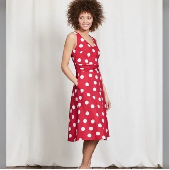 Boden Dresses & Skirts - Boden Lois Polka Dot Linen Blend Dress 14